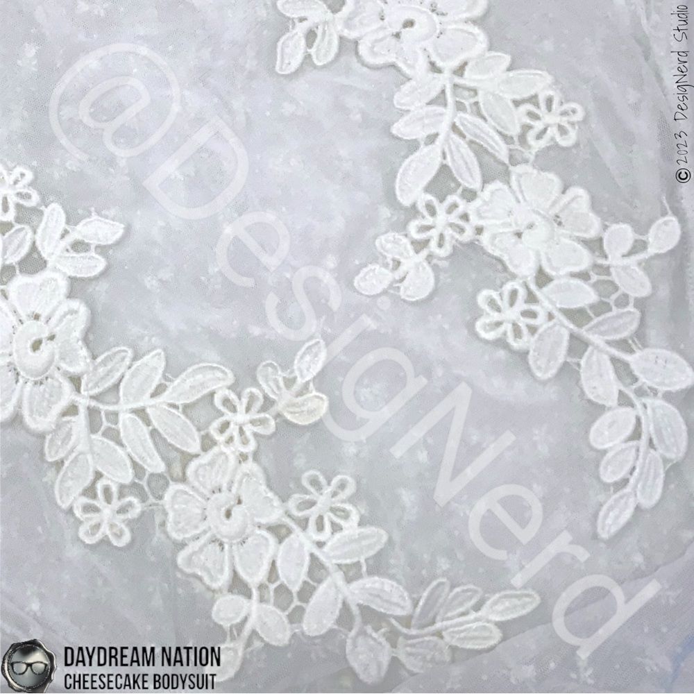 DAYDREAM NATION CHEESECAKE FLORAL APPLIQUÉ BODYSUIT IN WHITE VINTAGE LACE NWT - Picture 7 of 15